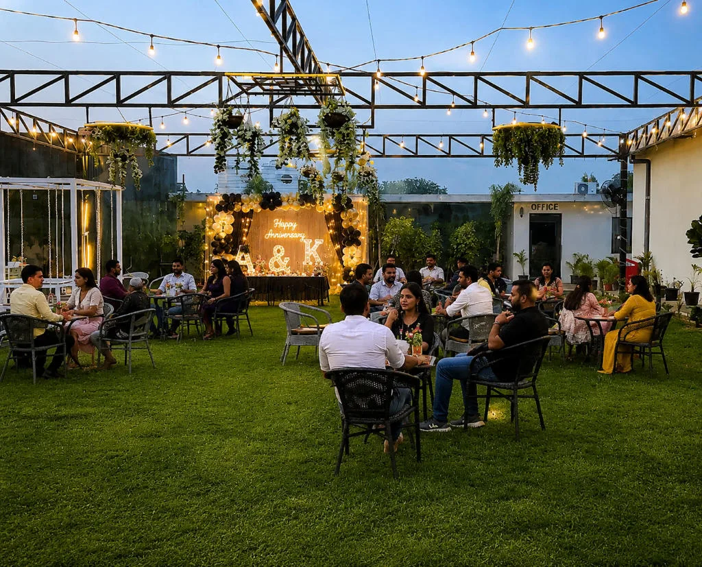 Anniversary lawn celebration setups