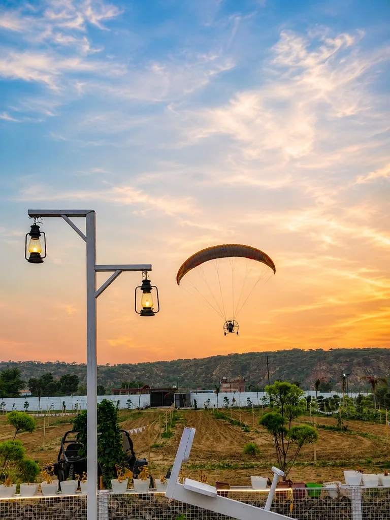 Scenic Paramotor Flight at Sunset